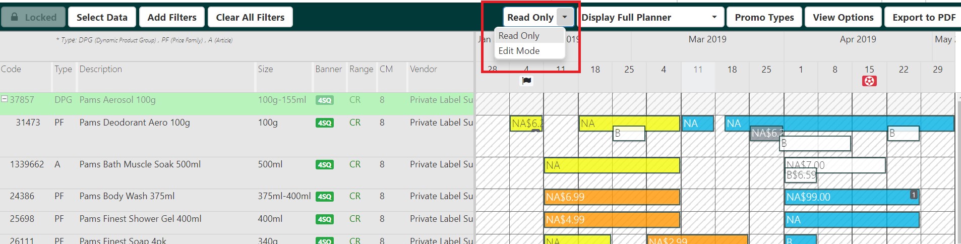 Planner: Read Only View